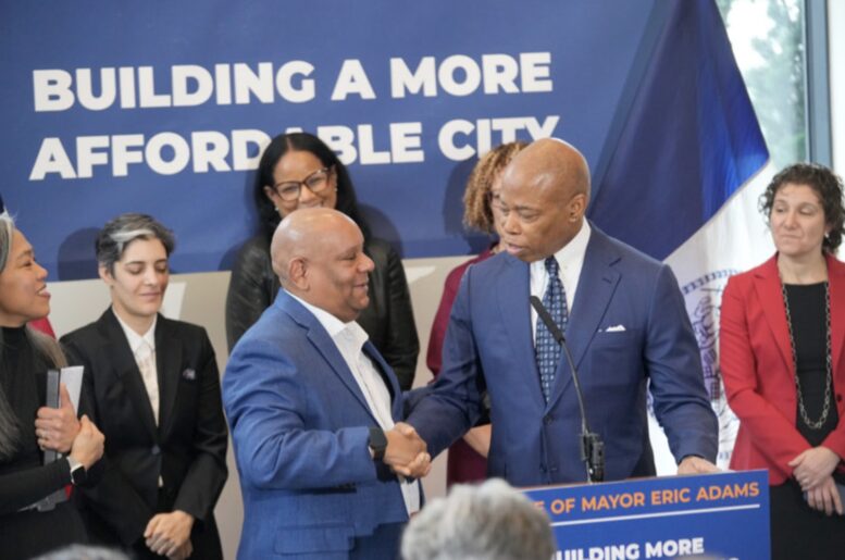 Photograph of Mayor Eric Adams from press conference, via nyc.gov